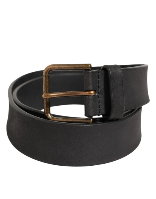 Belt by Dolce & Gabbana for men in calf leather black, gold & natural features an artisanal finish, elegantly showcasing the signature style and artisanal craftsmanship of the Calf Leather Belt design.