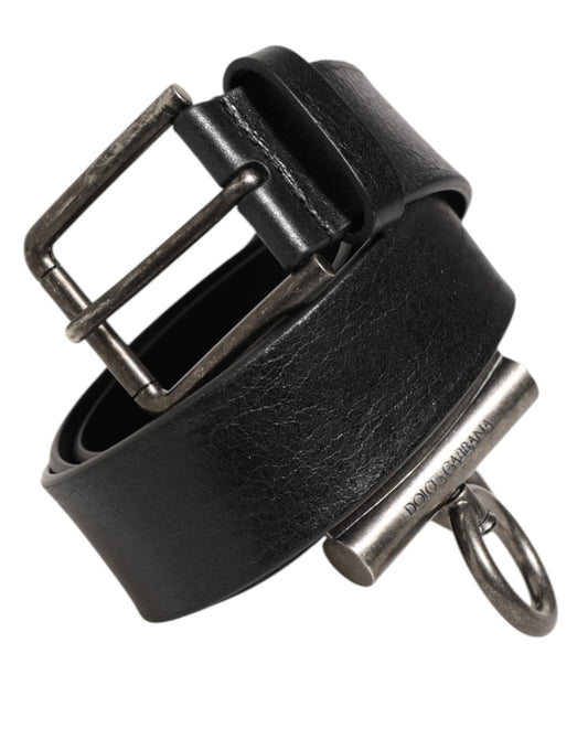 Belt by Dolce & Gabbana for men in brass calf & horse leather black & silver features a bohemian chic silhouette, showcasing the bohemian chic Brass Calf & Horse Leather Belt design with a sophisticated bohemian chic finish.