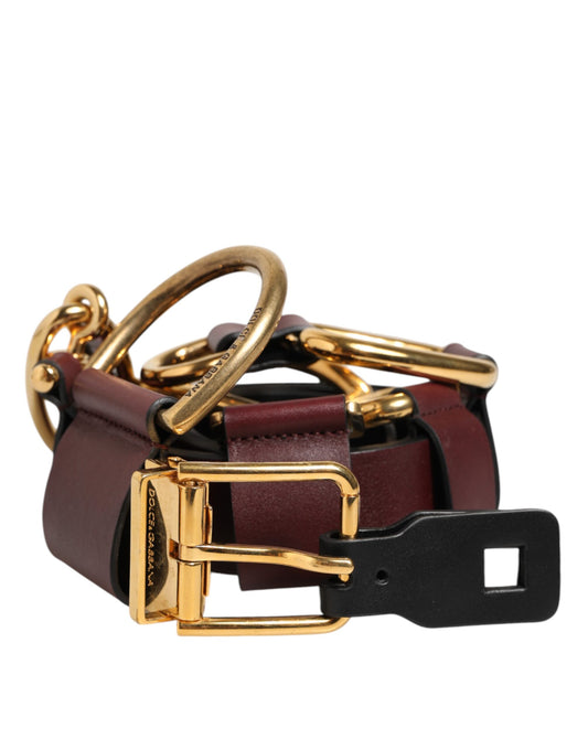 Belt by Dolce & Gabbana for men in calf leather brown & gold features a versatile silhouette, artfully showcasing the versatile design of the Calf Leather Belt for a sophisticated, premium finish.