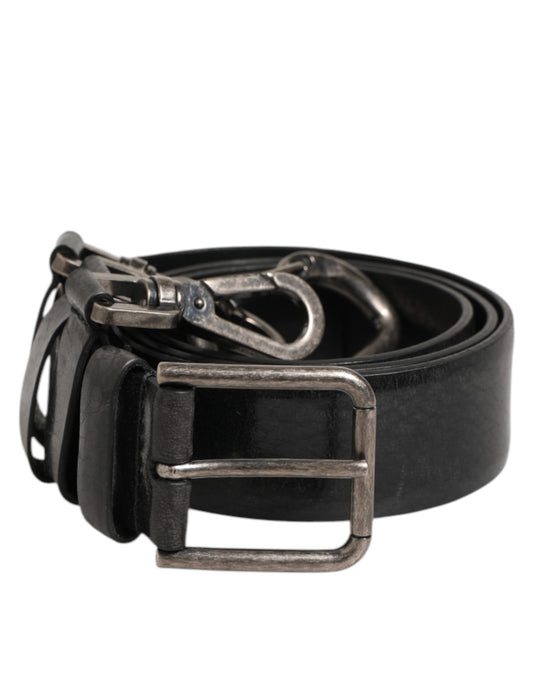 Belt by Dolce & Gabbana for men in calf & horse leather black & silver features a artisanal-chic design, artfully capturing the essence of the Calf & Horse Leather Belt with a artisanal-chic finish.