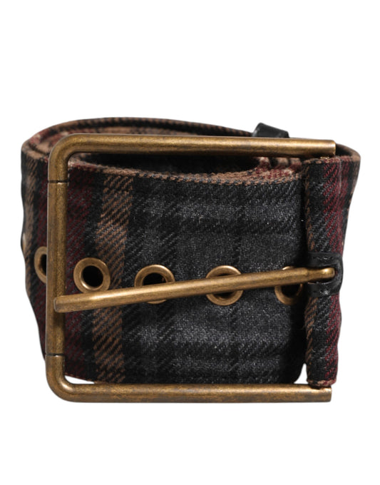 Belt by Dolce & Gabbana for men in brass metal & calf leather black, brown, multicolor, red, plaid & signature presents a artisanal silhouette from the Brass Metal & Calf Leather Belt collection, showcasing an artisanal design and refined craftsmanship for a artisanal look.
