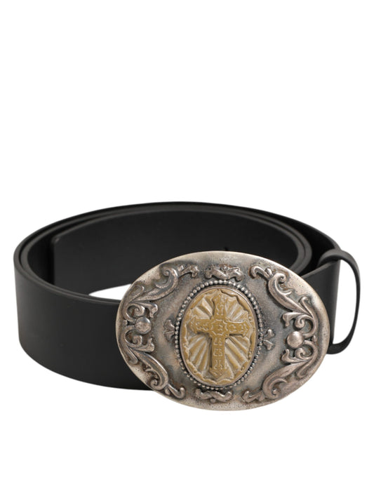 Belt by Dolce & Gabbana for men in calf leather black & signature features an artisanal silhouette, showcasing the artisanal craftsmanship of the Calf Leather Belt collection for a artisanal finish.