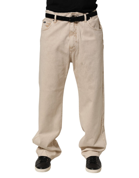 Jeans by Dolce & Gabbana for men in denim cotton beige features a refined silhouette with a refined straight-leg & regular-fit, defined by a and a refined for a refined finish.