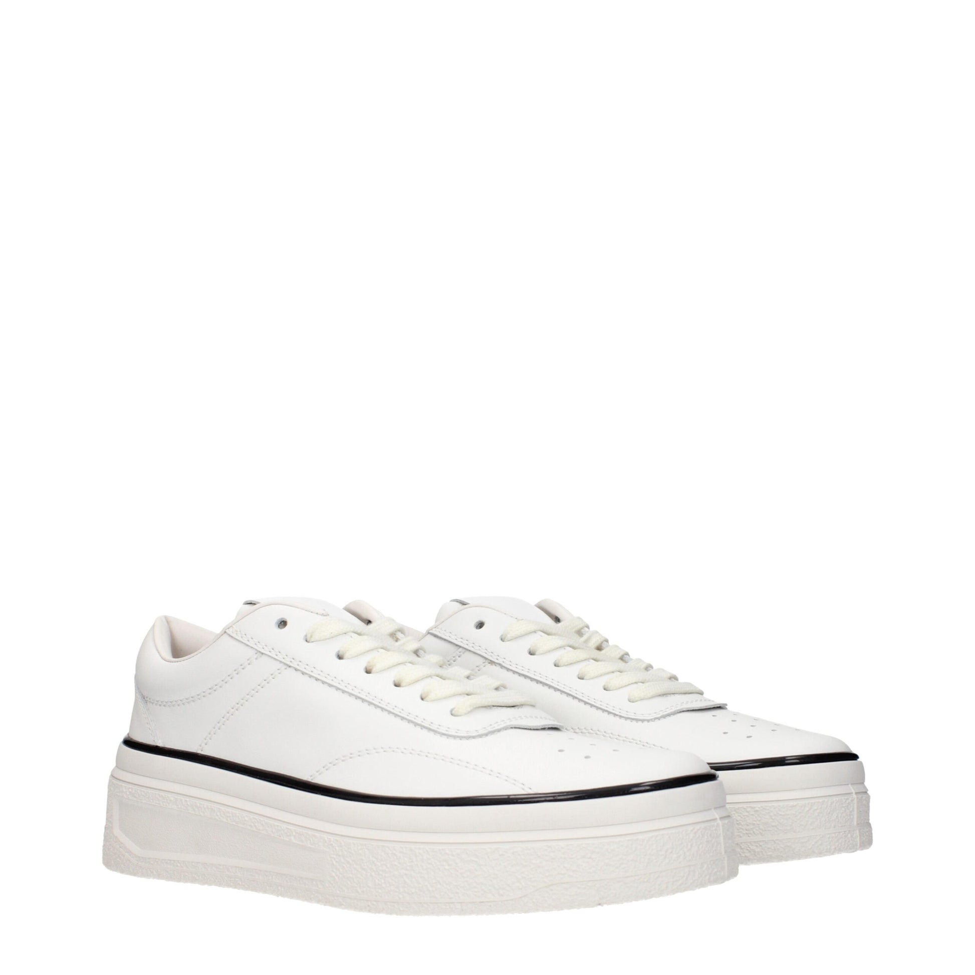 Sneakers by Jil Sander for women in leather white presents a on trend silhouette from the Women's Fashion Leather Sneakers collection, showcasing a on trend fashion style for an elevated aesthetic.