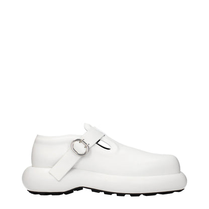 Flat Loafer Slip-On Lace-Up Shoes by Jil Sander for women in leather white showcases a impeccable silhouette as Women's Leather Flat Loafer Slip-On Lace-Up Shoes, artfully designed with a impeccable flat and refined for a impeccable finish.
