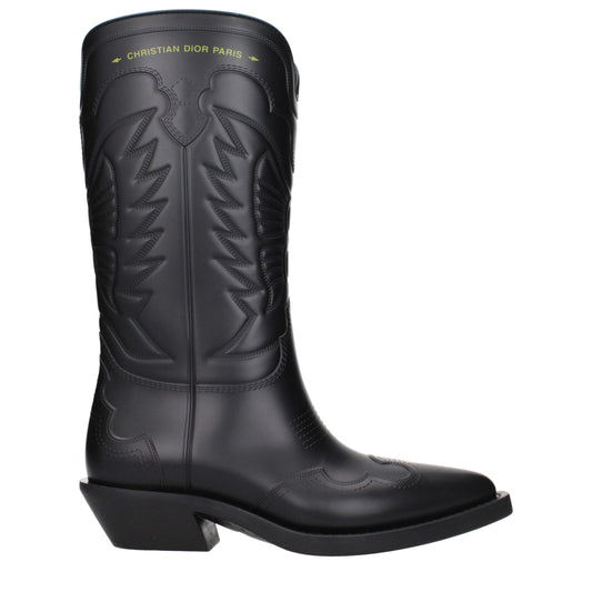 Boots by Christian Dior for women in cotton & rubber black showcases a ergonomic silhouette from the Women's Cotton & Rubber Boots collection, featuring a ergonomic and a ergonomic .