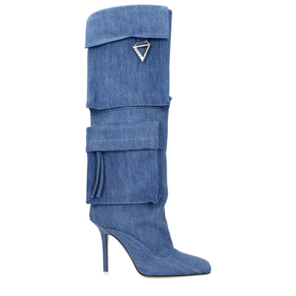 Boots by The Attico for women in fabric light-blue features an dynamic silhouette, showcasing the dynamic Women's Fabric Boots design with its distinctive and elegant .