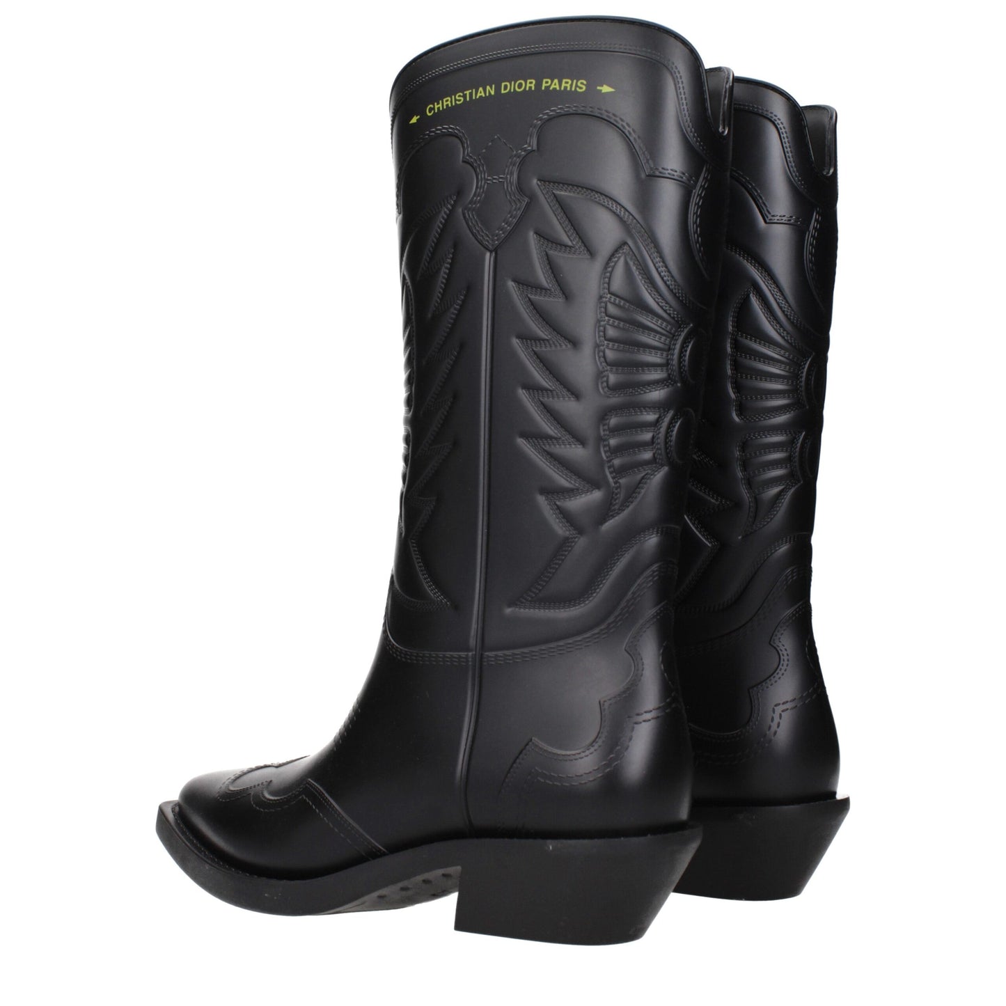 Boots by Christian Dior for women in cotton & rubber black features an avant-garde Women's Cotton & Rubber Boots silhouette, defined by a sophisticated and a avant-garde .