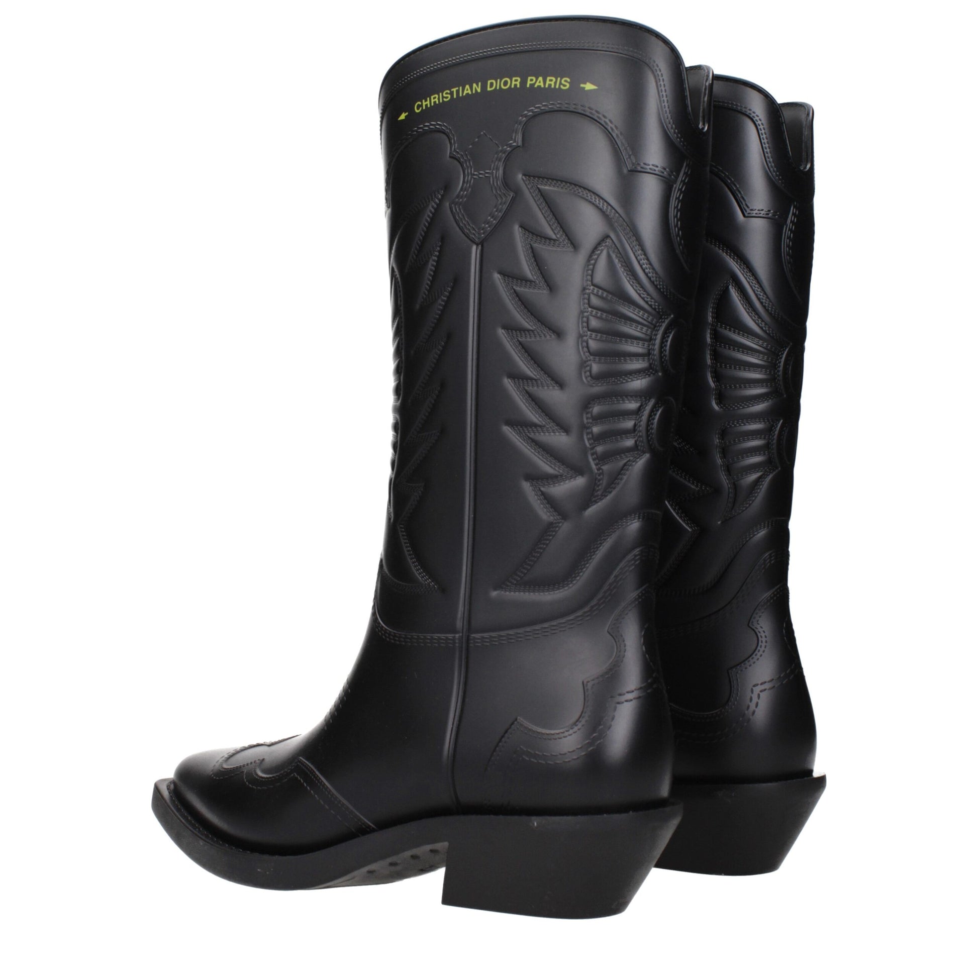 Boots by Christian Dior for women in cotton & rubber black features an avant-garde Women's Cotton & Rubber Boots silhouette, defined by a sophisticated and a avant-garde .