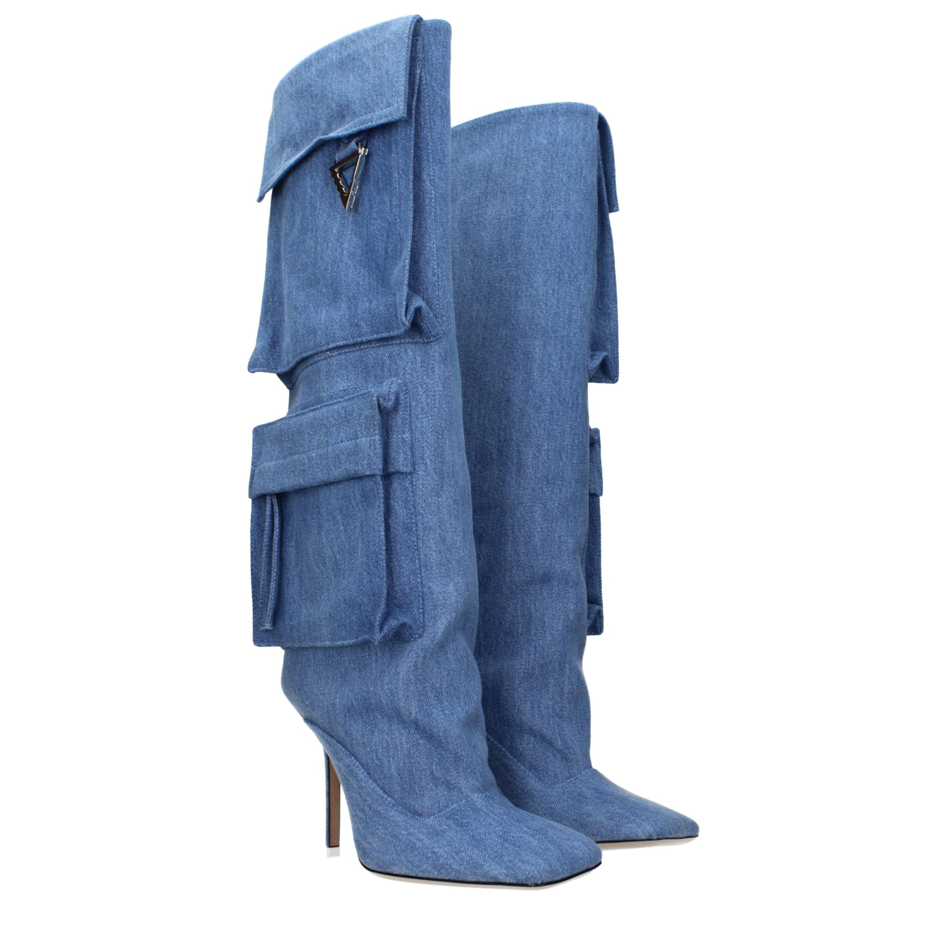 Boots by The Attico for women in fabric light-blue showcases a impeccable silhouette as Women's Fabric Boots, artfully defined by a impeccable and a impeccable .