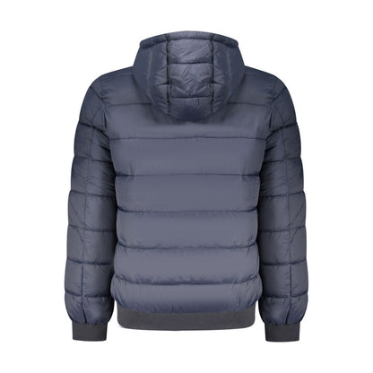 Hooded Overcoat by Pepe Jeans for men in blue showcases a architectural silhouette, artfully detailed with a distinctive hooded neckline and functional pockets & hooded for a architectural finish.