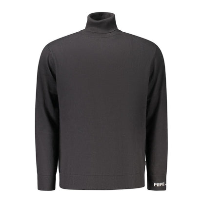 Sweater by Pepe Jeans for men in cashmere cotton blend black features an tactile silhouette, showcasing a sophisticated turtle neckline and tactile for a refined finish.