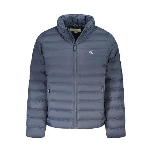 Hooded Windbreaker Jacket by Calvin Klein for men in polyamide blue & print showcases a modern silhouette, integrating pockets, hooded & windproof and a modern hooded neckline for a sophisticated finish.
