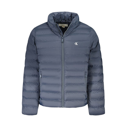 Hooded Windbreaker Jacket by Calvin Klein for men in polyamide blue features an stylish silhouette, showcasing a sophisticated hooded neckline and performance-driven pockets, hooded & windproof for a premium, stylish look.