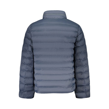 Hooded Windbreaker Jacket by Calvin Klein for men in polyamide blue features an perennial silhouette with a refined hooded neckline and perennial pockets, hooded & windproof for a sophisticated weather-resistant look.