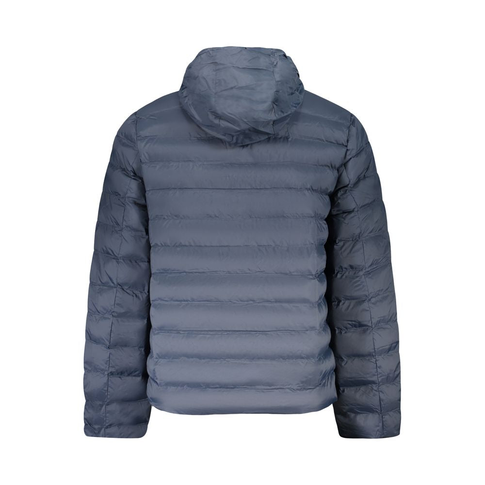 Hooded Windbreaker Jacket by Calvin Klein for men in polyamide blue presents a resilient silhouette, artfully detailed with a sophisticated and functional pockets, hooded & windproof for a resilient finish.
