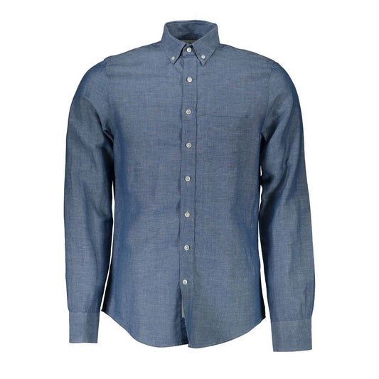 Shirt by Gant for men in cotton blue presents a discerning silhouette, showcasing a sophisticated and long-sleeve for a truly discerning finish.
