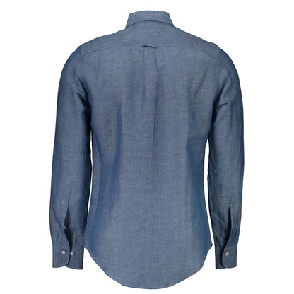 Shirt by Gant for men in cotton blue, featuring a nuanced and nuanced for a sophisticated finish.