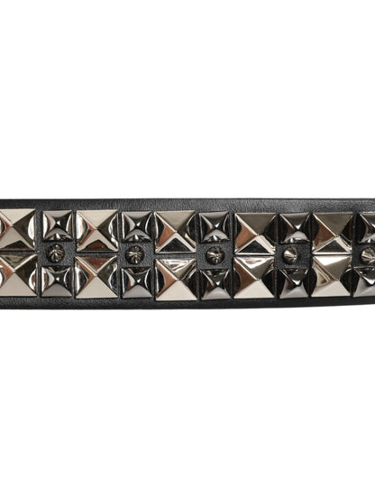 Dolce & Gabbana Calf Leather Belt - Black Silver Signature
