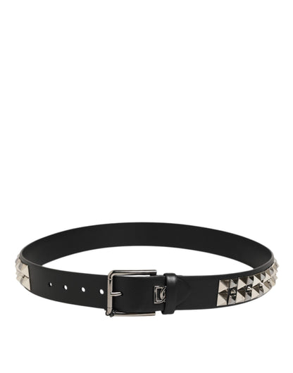 Dolce & Gabbana Calf Leather Belt - Black Silver Signature