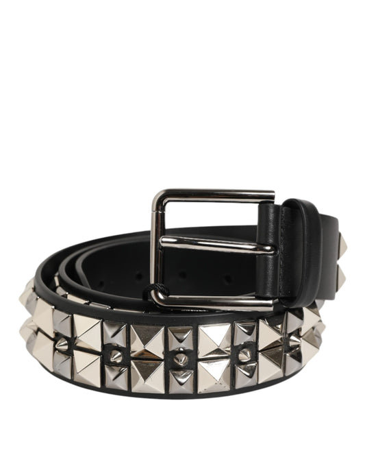 Dolce & Gabbana Calf Leather Belt - Black Silver Signature