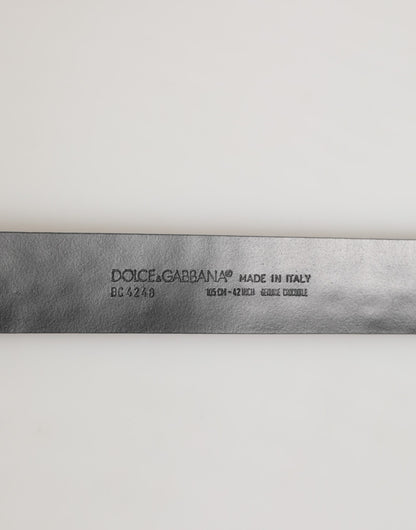 Dolce & Gabbana Caiman Calf & Exotic Leather Belt - Black Silver