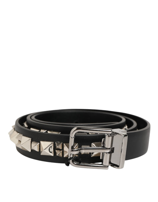 Dolce & Gabbana Calf Leather Belt - Black Silver