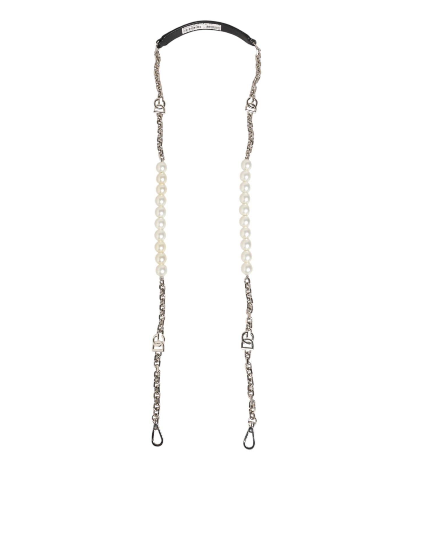 Shoulder Strap by Dolce & Gabbana for women in brass plastic & calf leather black, pearl, silver & white features a dynamic silhouette, artfully enhancing the dynamic design of this Brass Plastic Calf Leather Shoulder Strap.