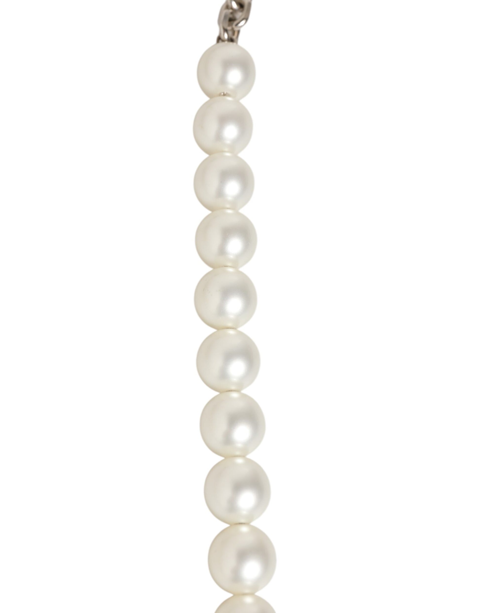 Shoulder Strap by Dolce & Gabbana for women in brass plastic & calf leather black, pearl, silver & white showcases a enviable design, perfect for elevating any ensemble as part of the Brass Plastic Calf Leather Shoulder Strap collection.