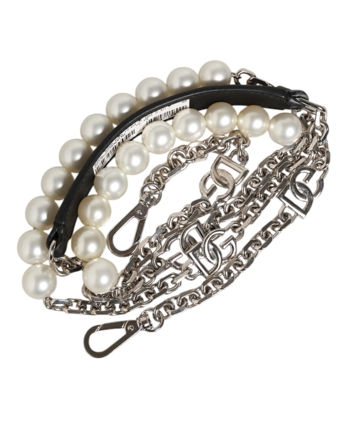 Shoulder Strap from Dolce & Gabbana for women in brass plastic & calf leather black, pearl, silver & white features an on trend design from the Brass Plastic Calf Leather Shoulder Strap collection, highlighting a premium look.