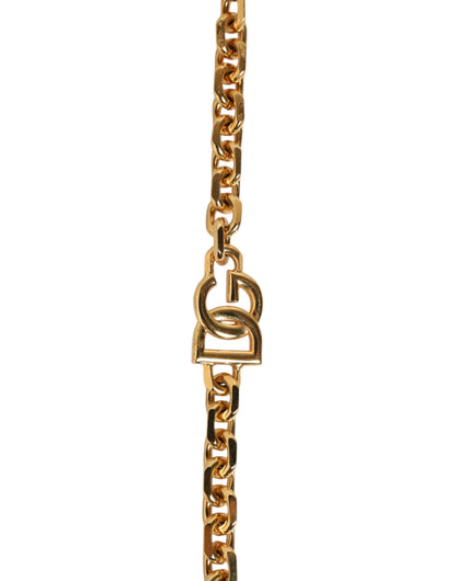 Shoulder Strap by Dolce & Gabbana for women in brass plastic & calf leather black, gold, pearl & white features a chic design, presenting a refined view of the Brass Plastic Calf Leather Shoulder Strap with a chic finish.