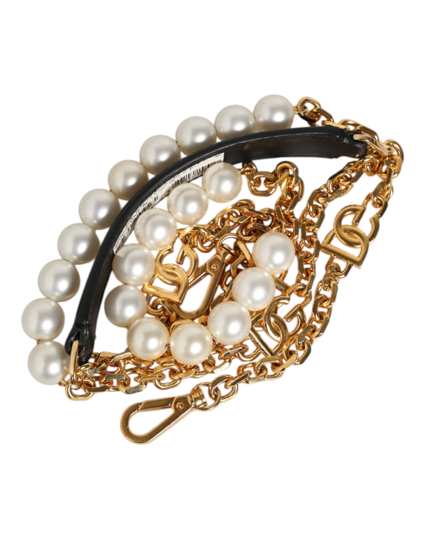 Shoulder Strap from Dolce & Gabbana for women in brass plastic & calf leather black, gold, pearl & white features an on trend design from the Brass Plastic Calf Leather Shoulder Strap collection, highlighting a premium look.