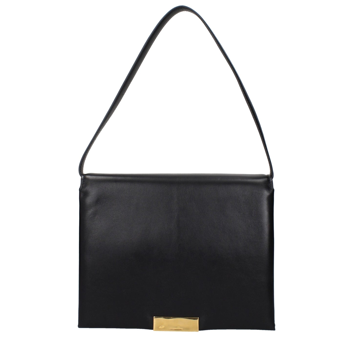 Shoulder Bag by Jil Sander for women in leather black showcases a statuesque silhouette, artfully detailed with a secure , organized , and versatile for a statuesque look.
