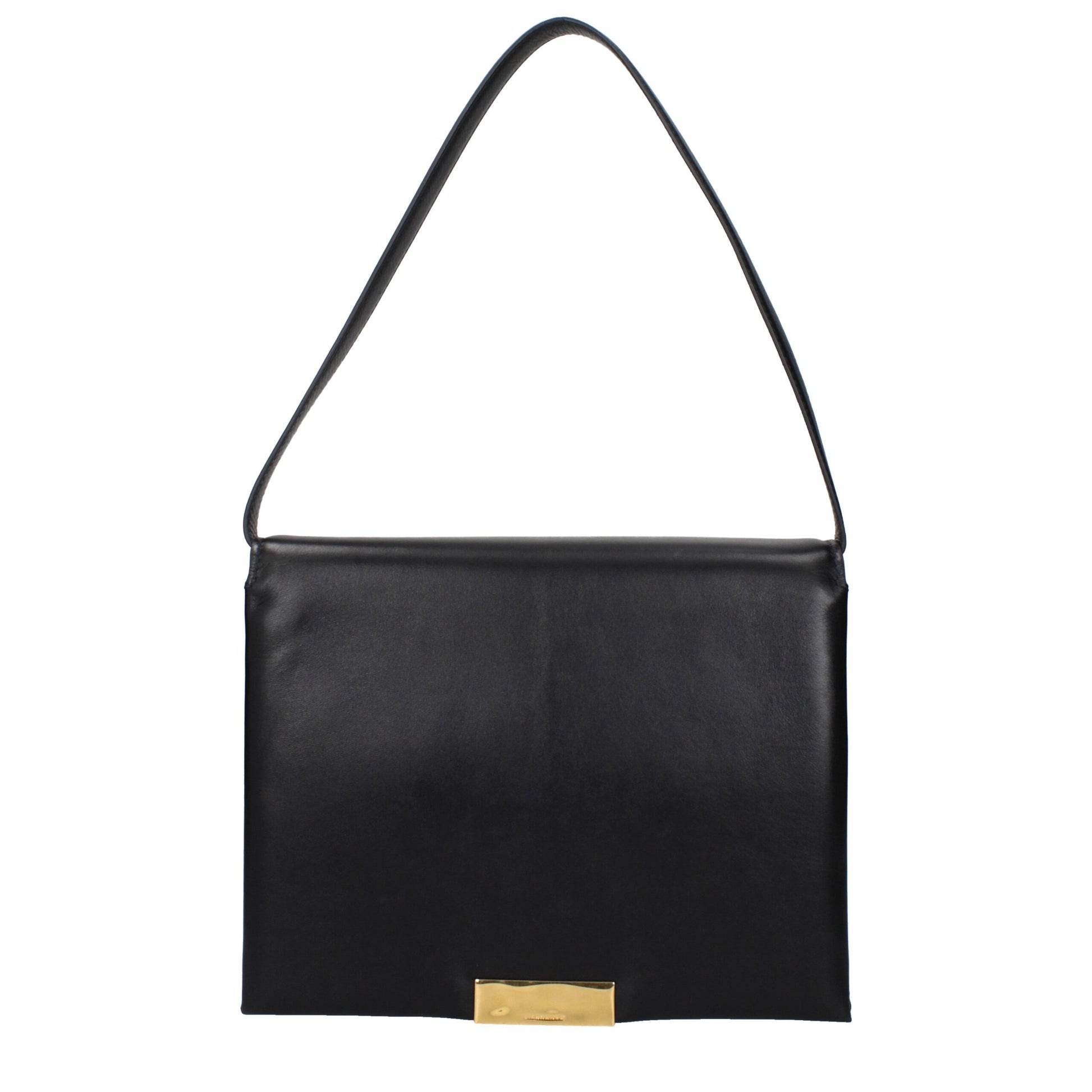 Shoulder Bag by Jil Sander for women in leather black showcases a statuesque silhouette, artfully detailed with a secure , organized , and versatile for a statuesque look.