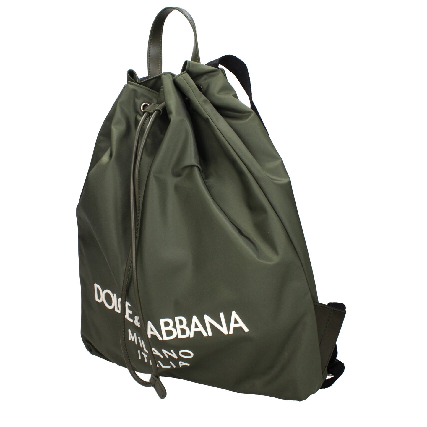 Backpack by Dolce & Gabbana for men in nylon green features a refined silhouette, showcasing the Nylon Backpack design with a secure , ample , and versatile backpack-strap & adjustable-strap.