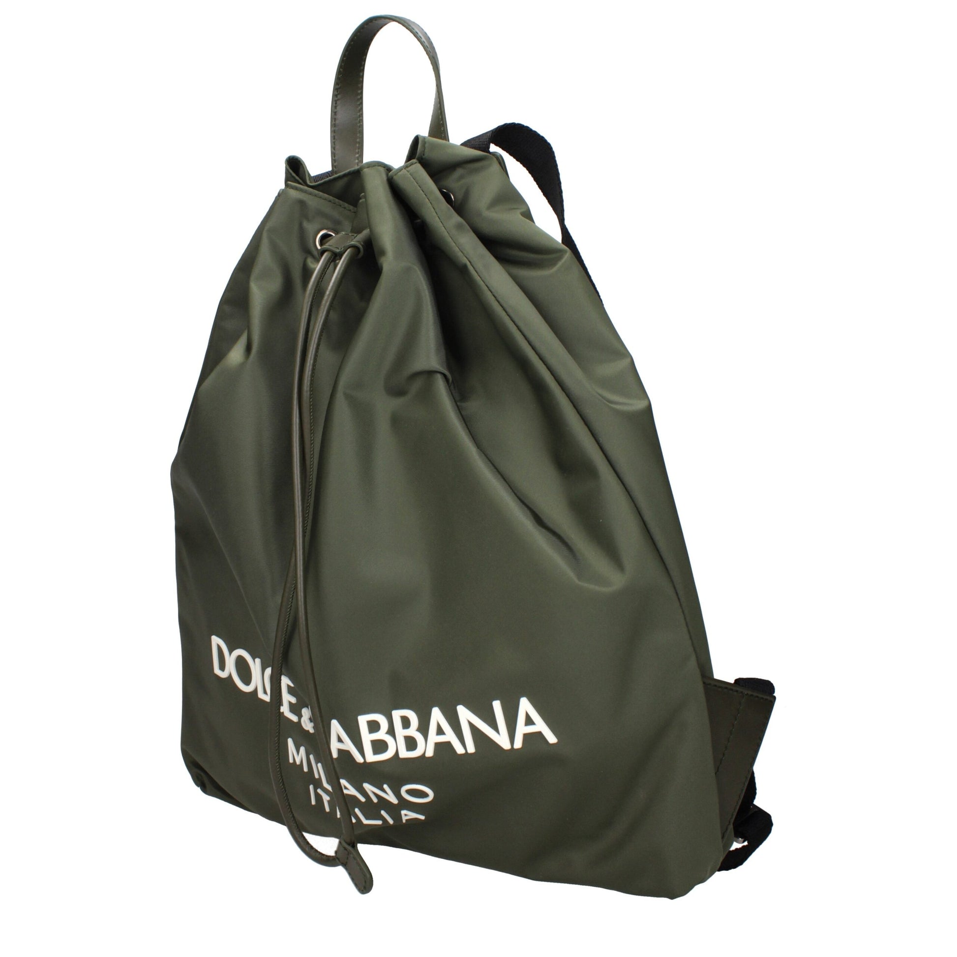 Backpack by Dolce & Gabbana for men in nylon green features a refined silhouette, showcasing the Nylon Backpack design with a secure , ample , and versatile backpack-strap & adjustable-strap.