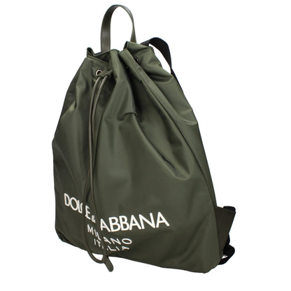 Backpack by Dolce & Gabbana for men in nylon green features a refined silhouette, showcasing the Nylon Backpack design with a secure , ample , and versatile backpack-strap & adjustable-strap.