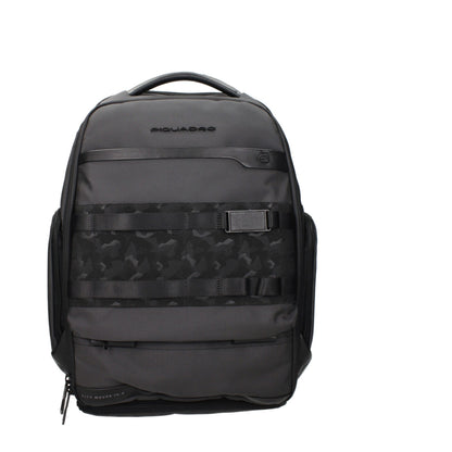 Backpack by Piquadro for men in fabric gray features a refined silhouette, showcasing the Fabric Backpack design with a secure , ample , and versatile backpack-strap & adjustable-strap.