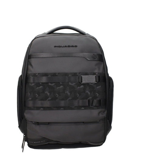 Backpack by Piquadro for men in fabric gray features a refined silhouette, showcasing the Fabric Backpack design with a secure , ample , and versatile backpack-strap & adjustable-strap.
