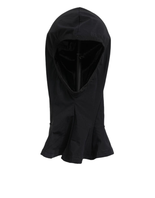 Hooded Face Mask by Dolce & Gabbana for men in polyester modacrylic silk & faux fur black showcases a versatile silhouette, artfully capturing the refined essence of the versatile Stretch Nylon Hooded Face Mask design for a sophisticated finish.