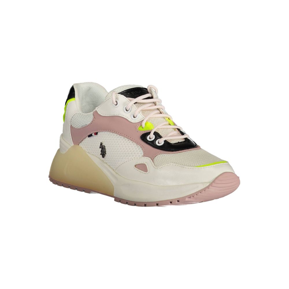 Sneakers by U.S. POLO ASSN. for women in polyester white presents a sumptuous silhouette, artfully capturing the essence of the Women's Athletic Polyester Sneakers with its sumptuous athletic style design.