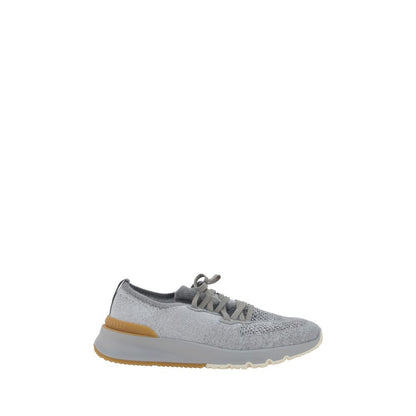 Athletic Sneakers by Brunello Cucinelli for men in nylon & cotton gray, signature-print & print features an effortless chic silhouette, showcasing the signature athletic style of the Men's Athletic Nylon & Cotton Sneakers collection with a truly effortless chic finish.