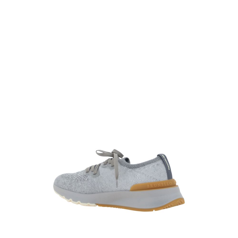 Athletic Sneakers Brunello Cucinelli men nylon & cotton gray, signature-print & print featuring a avant-garde Men's Athletic Nylon & Cotton Sneakers design with a avant-garde athletic style for a refined finish.