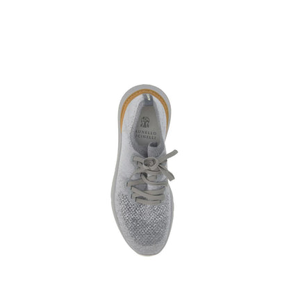 Athletic Sneakers by Brunello Cucinelli for men in nylon & cotton gray, signature-print & print features an exquisite silhouette, showcasing the premium athletic style of the Men's Athletic Nylon & Cotton Sneakers with an exquisite finish.