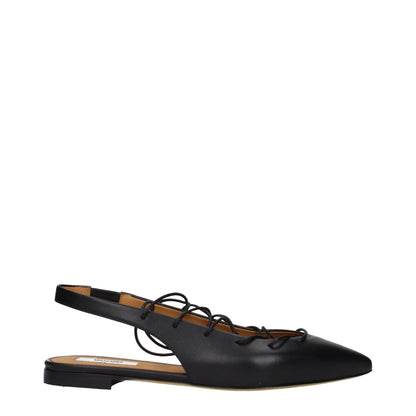 Moschino Women's Leather Sandals Flat Shoes - Black