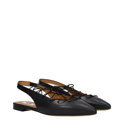 Moschino Women's Leather Sandals Flat Shoes - Black