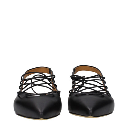 Moschino Women's Leather Sandals Flat Shoes - Black