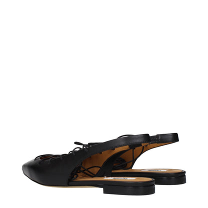 Moschino Women's Leather Sandals Flat Shoes - Black