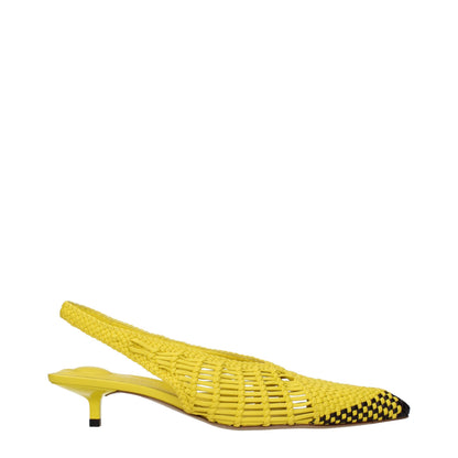Flat Sandals by Jacquemus for women in leather yellow presents a sculptural silhouette, showcasing the Women's Leather Flat Sandals design with a sculptural flat and for a premium look.