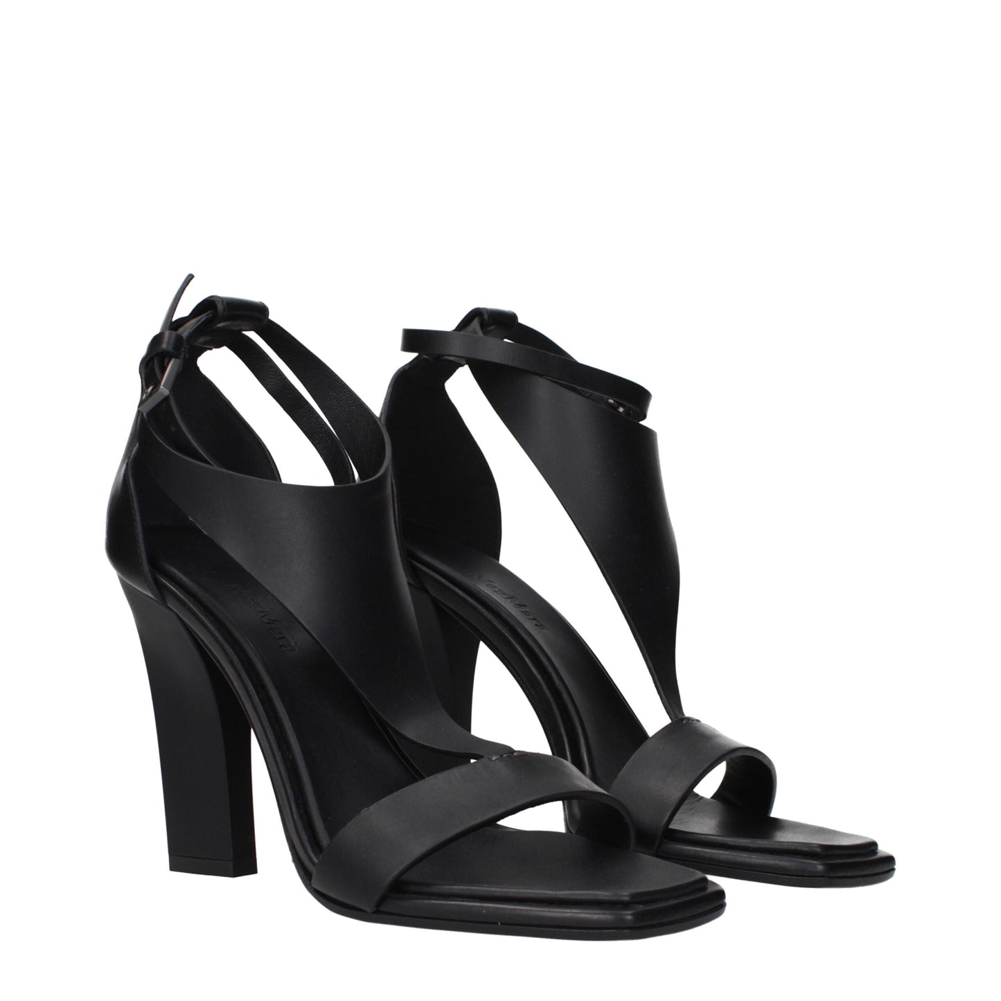 Stiletto Sandals by Max Mara for women in leather black features an exquisite silhouette, showcasing the exquisite Women's Leather Stiletto Sandals with a stiletto and .
